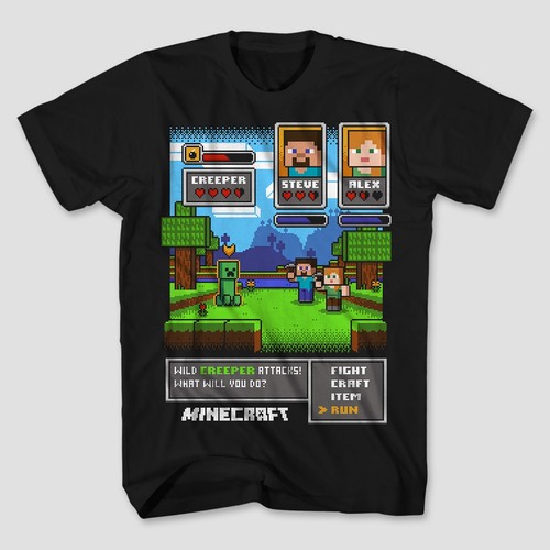 BOYS MINECRAFT Black Creeper Steve Alex 