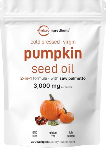 1-3 Pack Pumpkin Seed Oil with Saw Palmetto, 3000mg Per Serving, 300 Softgels - Picture 1 of 7
