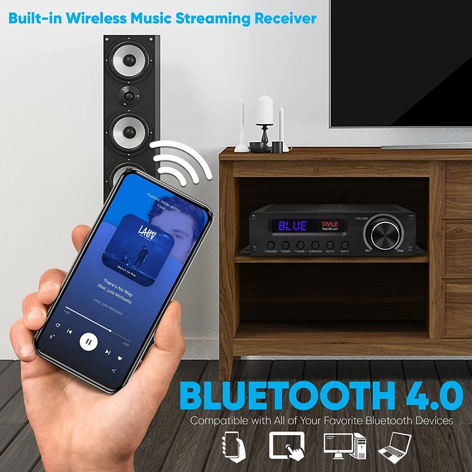 PyleHome PFA560BT Compact 5.1-Channel Wireless Bluetooth Amplfier - Image 4 of 4