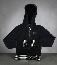 Y2K Bebe Sport Cropped Zip Up Hoodie Hip-Hop Streetwear Rhinestones USA Medium