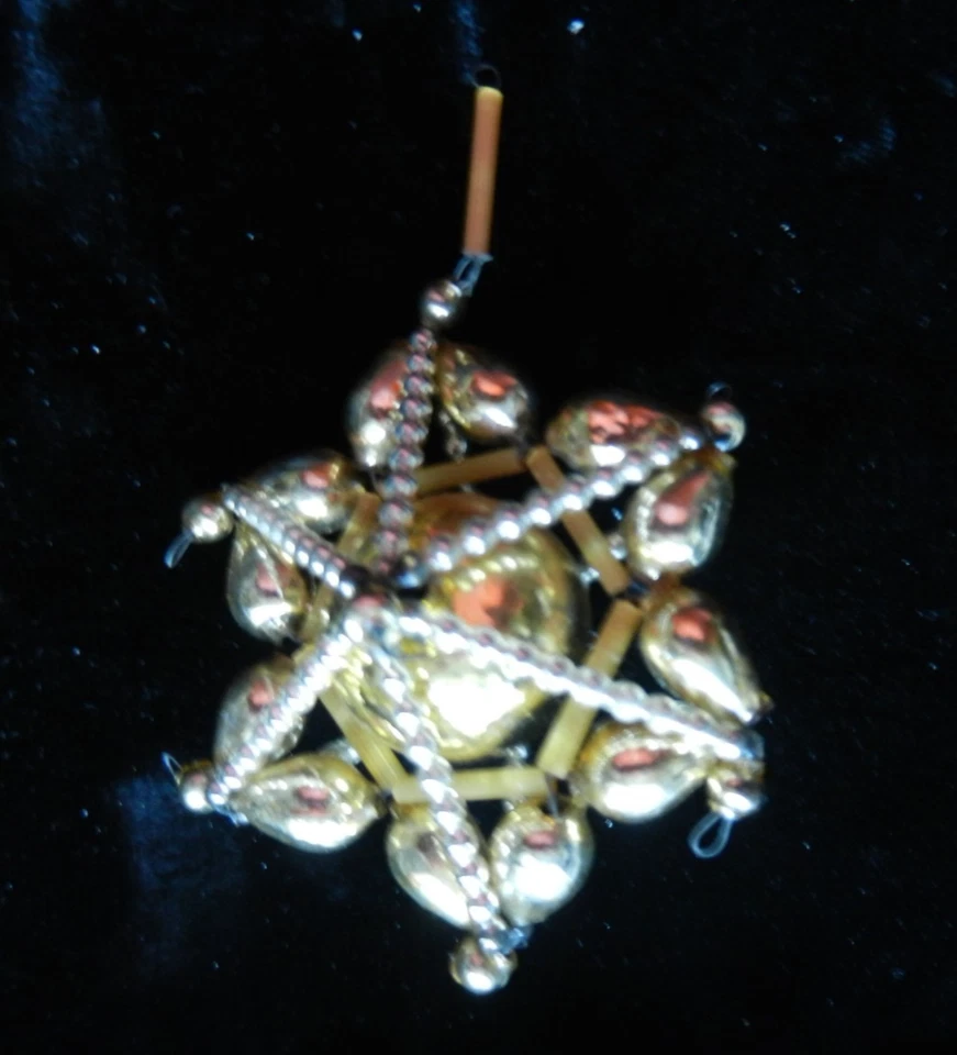 Perlenstern Gablonz Weihnachten ,alter Christbaumschmuck , Glas ,50er,antik gold