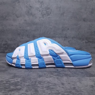 NIKE Air More Uptempo Slides Mens Size 9 University Blue UNC White