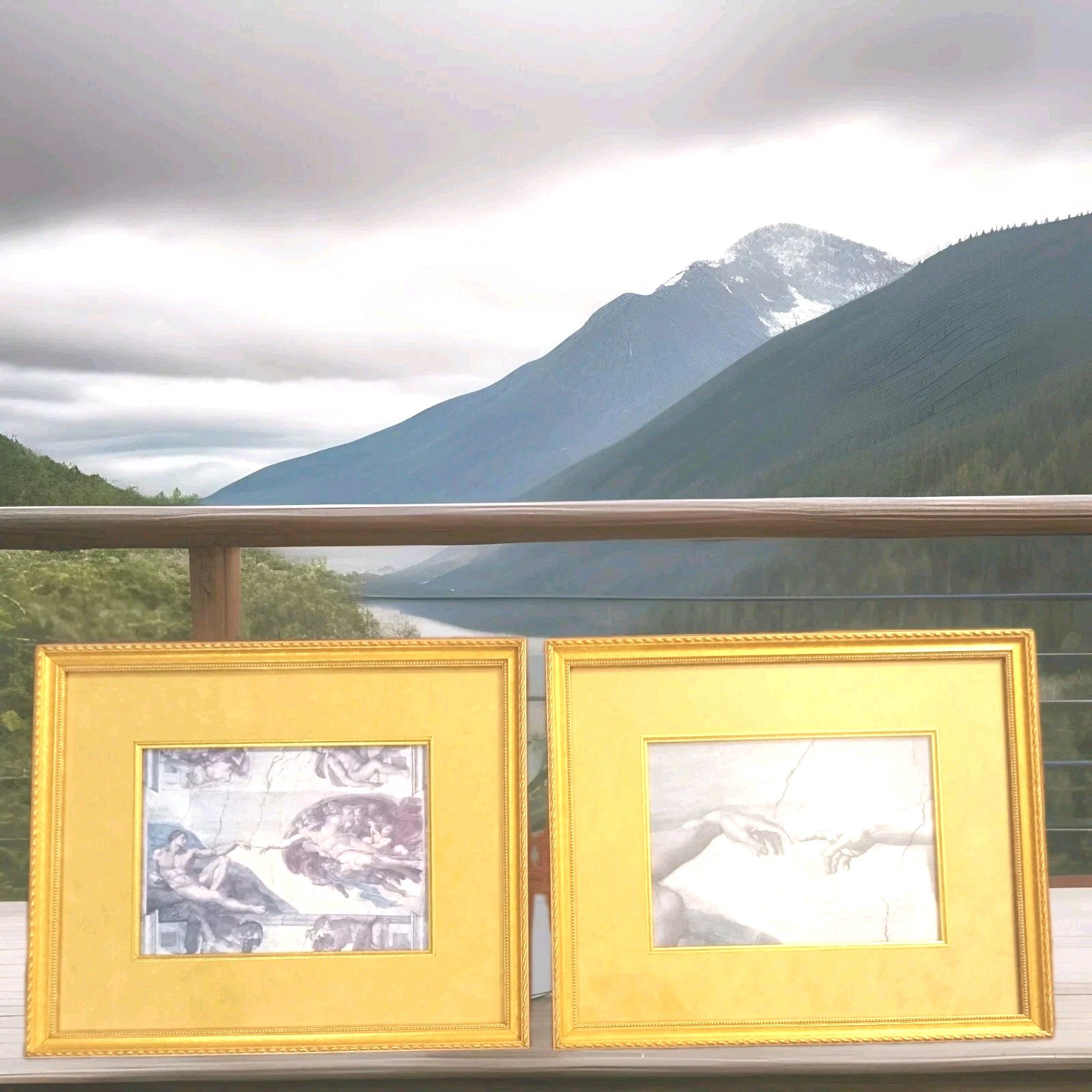 Michelangelo Creation of Adam Gold Framed Art Prints Set of 2