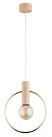 Moderne Skandinavische HäNgelampe In Hellem Holz Und Gold 1X60W E27 IP20