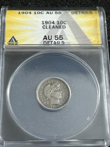 1904 Barber Dime Coin, AU55 Details excellent condition!!!