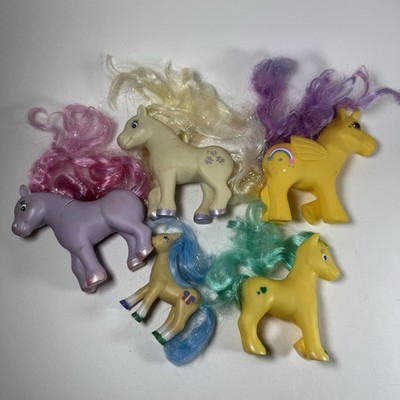 Vintage Pony Lot Of 5 Plastic Lanard Tara Toy Yellow Purple Horses 1990s