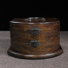 Collectible old Rosewood hand made half-round handbag box decoration