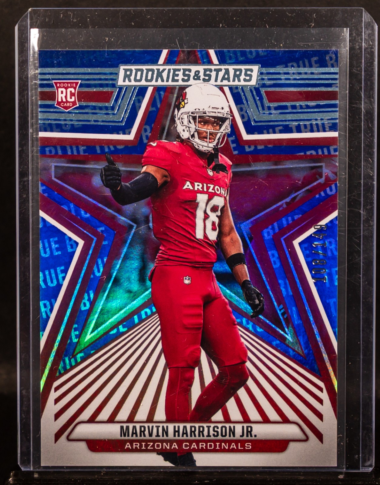 EL.94 Marvin Harrison Jr. 2024 Panini Rookies & Stars #176 True Blue RC 108/149
