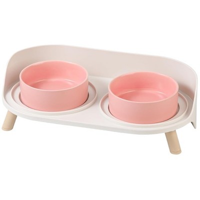 Healthy Cat Feeding Set - Ceramic Bowls, Non-Slip Stand