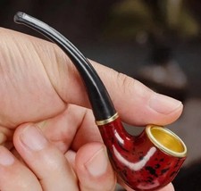 Durable Vintage Wooden Effect Bent Smoking Pipe Tobacco Cigar Pipe UK