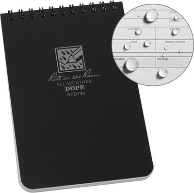 Rite In The Rain D.O.P.E. Spiral Logbook Black Polydura Cover Wind Effect - D746