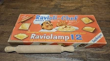 Vintage Ravioli-Chef Raviolamp 12 Ravioli Mold With Rolling Pin