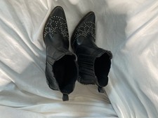 Black Leather studded booties size 10 high heel