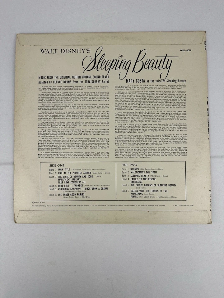 Walt Disney's Sleeping Beauty LP Disneyland WDL-4018 1959 Pressing Red Label - Image 3 of 4