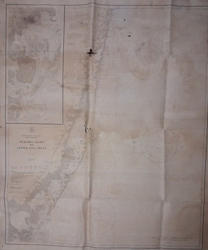 1929 Seagirt Light To Little Egg Inlet MAP Barnegat Bay NJ 35"x42" Ocean County