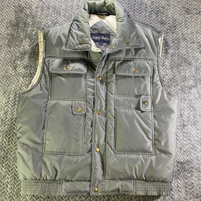 Vintage Ozark Trail Nylon Button Up Pockets Retro Gray Puffer Vest Men's Large