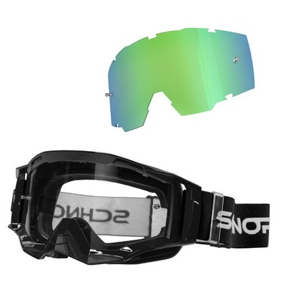 Schnorr MX Neo Motocross Goggles Clear Lens Anti-Fog Tear-Off+Wechselglas Grün