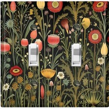 Metal Light Switch Outlet Cover Wall Plate Field of Red Yellow Flowers FWR426