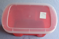 Red Plastic Storage Box With Clear Lid UK BRITISH MADE Home Office Stackable