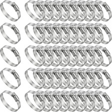 50 Pcs Stainless Steel Hose Clamps Adjustable 46-70mm Worm Gear 1-1316-2-34