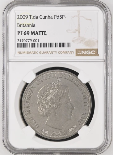 2009 Tristan da Cunha Palladium £5 Britannia NGC PF-69 Matte