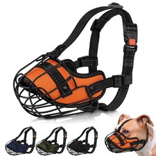 OOPSDOGGY Pitbull Dog Muzzle Reflective Metal Mask Secure Pitbull, Orange