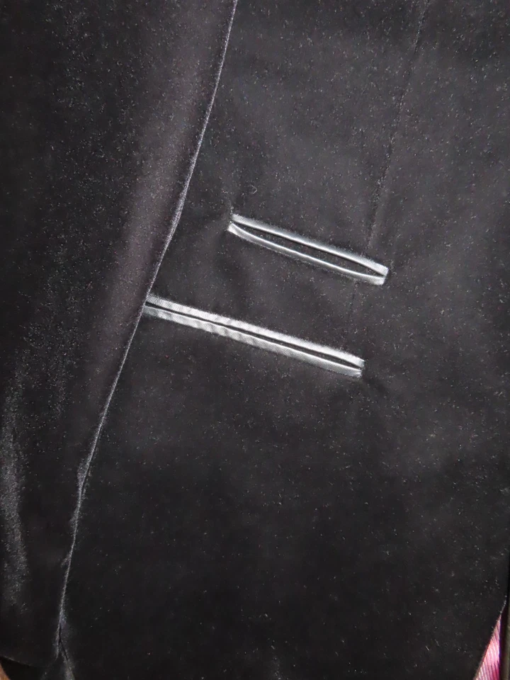 NWOT VINCI Men's Velvet Blazer w/ Leather Trim Size XL BLACK Italy - Image 4 of 4