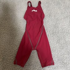 Arena Girl&rsquo;s Powerskin Open Back Junior  FBSLOB Deep Red Size 24