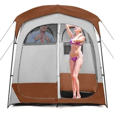 2 Room Outdoor Shower Tent Oversize Privacy Shelter Portable Dressing Toilet