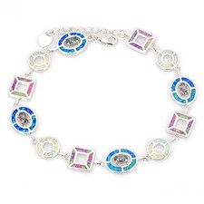 Hawaii Colours Opal Ellipse Bracelet Sterling Sliver Jewelry For Women Girls