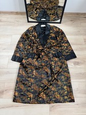 Red Squirrel Gold Embroidered Silk Satin Dressing Gown Robe Pagoda Asian Print