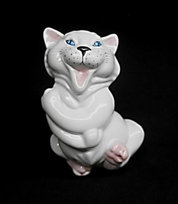 Rare MCM Vintage Bellini Laughing Cat Figurine Italian Art Pottery 1978