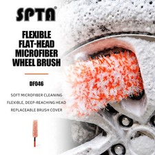 SPTA 1Pc Removable Flat Head Microfiber Wheel Brush Bendable Firm Rim Cleaning