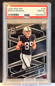 2024 Spectra #116 Brock Bowers Raiders RC Rookie PSA 10 GEM MINT POP 2