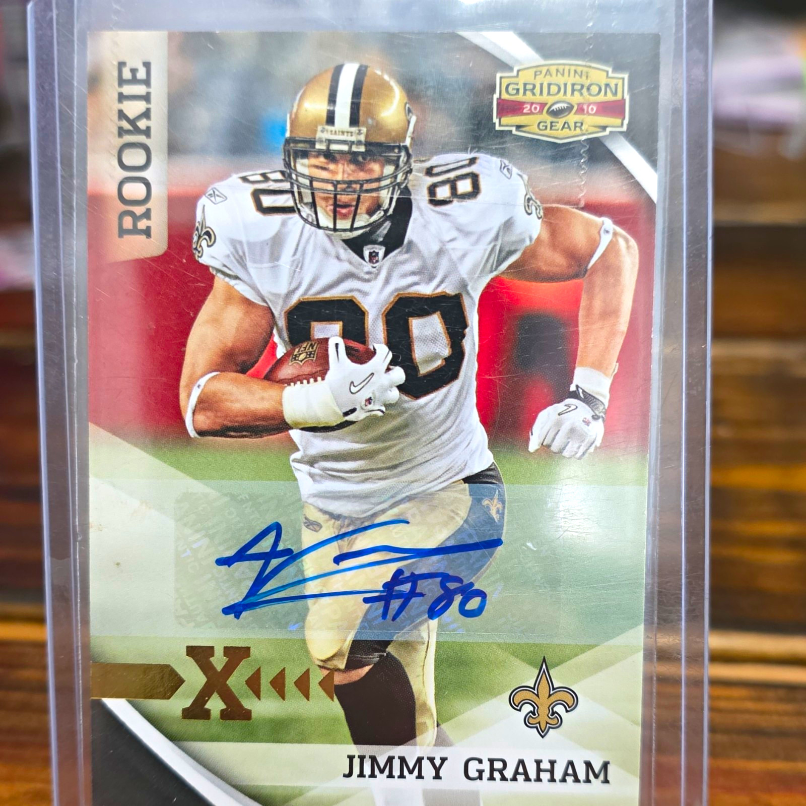 Panini 2010 Gridiron Gear Jimmy Graham RC Auto Gold X's /299 Saints #204