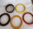 Bakelite/Celluloid (Red) Bangle Bracelets Carved/ Smooth Tested All — photo 1