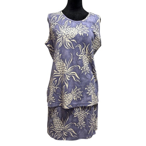 VTG Tommy Bahama Skirt Set Silk Blend Pineapple Print Medium EUC