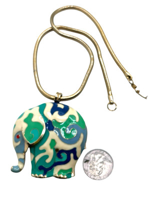Superb Eisenberg Attr. Artist Series Enameled Figural Elephant Pendant Necklace