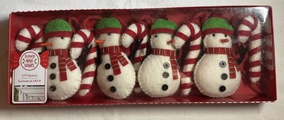 PEPPERMINT SQUARE GARLAND SNOWMAN CANDY CANES 6 FEET NIB