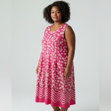 Pink Floral Sleeveless Pleated Bottom Dress N Touch size XL New