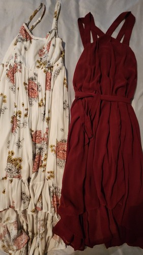 Lot Of 2 Torrid Womens Plus Size Dresses Size 1 Floral & Solid Red Wine Color