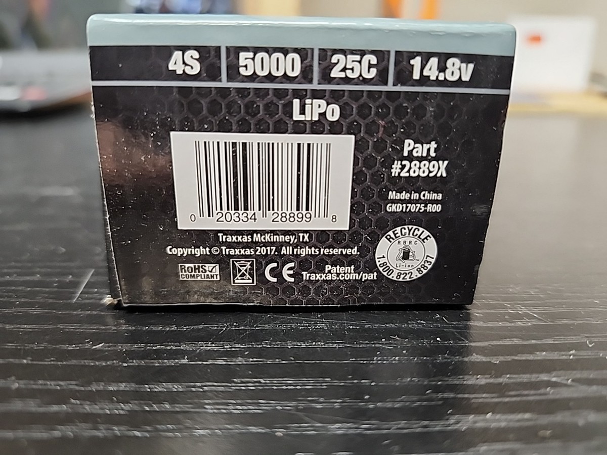 トラクサス　純正LIPOバッテリー 4s 5000mAh 25c 2889X Traxxas 5000mAh 14.8V Lipo Battery Pack (TRA2889X) for sale