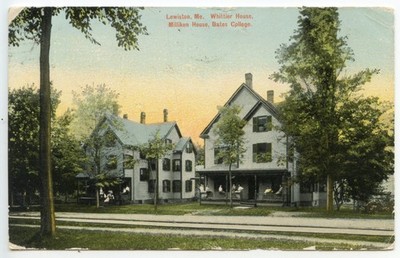 Vintage Postcard - Lewiston, Maine - Bates College - Whittier & Milliken House