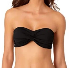 Anne Cole Women’s Solid Twist-Front Bikini Top, Black, Size Large, MSRP $48