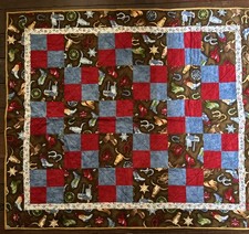 Kids Child  s Quilt Cowboy Western Theme 42x36 Homemade