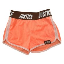 Justice Sport Girls Neon Orange Mesh Activewear Athletic Running Shorts