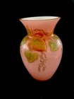 Fenton “Autumn Leaves” Coral Overlay Vase  Signed