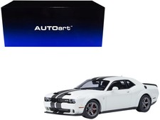 2023 Dodge Challenger SRT Super Stock Knuckle White with Carbon Stripes 1/18 Mod