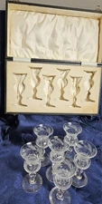 Set Of 6 with Satin/ Velvet CASE EDINBURGH CRYSTAL 3-5/8 CORDIALS THISTLE CUT