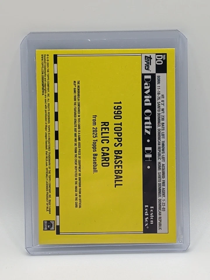2025 Topps Serie 1 - David Ortiz 1990 Reliquia Usada en Juegos 35th #T90R-DO Medias Rojas Foto 2 de 2
